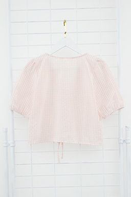 Pudra Buzgulu Potikare Crop Dokuma Bluz TWOSS24BZ00643