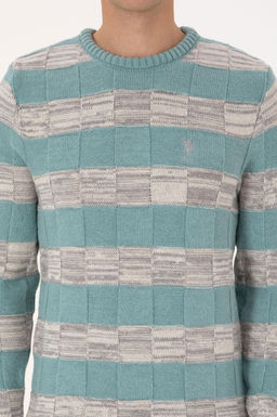 Erkek Regular Fit Bisiklet Yaka Mint Kazak