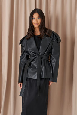 Жакет Annete А5523/1 из эко-кожи черный  фото 10