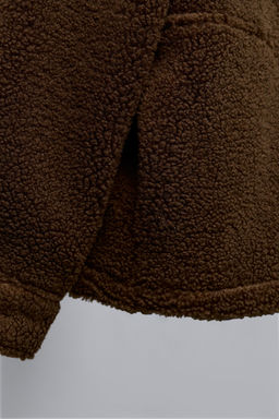 EMBROIDERED FAUX SHEARLING OVERSHIRT - Zara фото 6