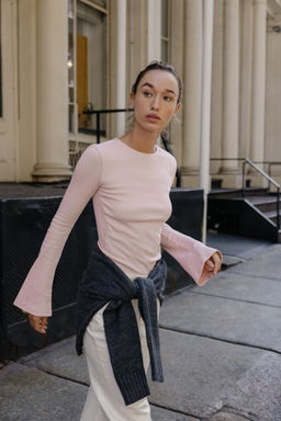 RIB T-SHIRT WITH FLARED SLEEVES - Zara фото 2