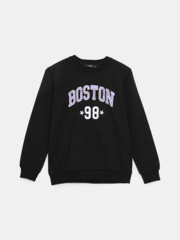 Bisiklet Yaka Bask?l? K?z ?ocuk Sweatshirt