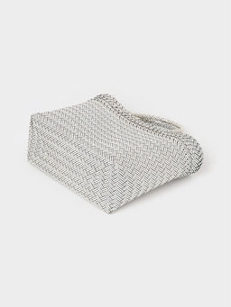 Сумка плетёная, 30×15×35 см, пластик, белая с чёрным