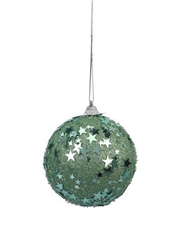 Цена за 3 шт. Ёлочный шар новогодний d=8 см Карнавал звёзды, бирюзовый - Зимнее волшебство фото 2