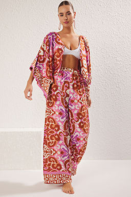 Etnik Desenli Dokuma Plaj Bluz-Pantolon Tak?m TBESS25AU00003