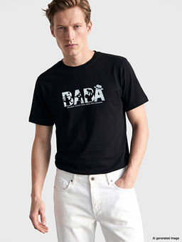 Bisiklet Yaka Baba Bask?l? Erkek Ti??rt