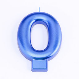 Цена за 2 шт. Свеча для торта «Европейская ГИГАНТ», цифра 0, 7 см, синий металлик