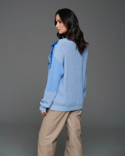 Авторский вязанный джемпер с БАХРОМОЙ 100% ХЛОПОК