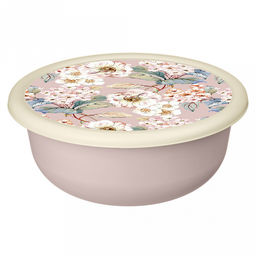 "Modena" Миска пластмассовая 3,2л, д26см, h10см, бежевый, с крышкой, с декором (Россия)