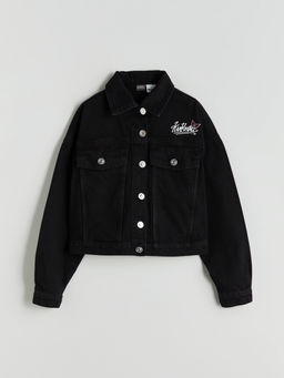 Kuromi Bask?l? K?z ?ocuk Jean Ceket