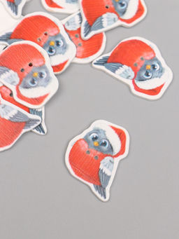 Набор пуговиц для творчества дерево «Снегирь в колпаке», набор 15 шт., 3.3×2.8 см