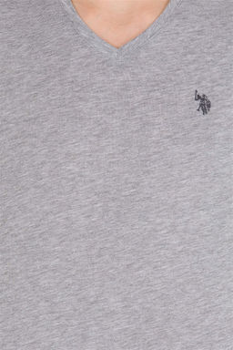U. S. Polo Assn Мужская серая меланжевая базовая футболка с v-образным вырезом - U.s. polo assn фото 12