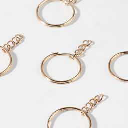 Цена за 5 шт. Основа для брелока, с цепочкой, d=25 мм, 10 шт., цвет золотой