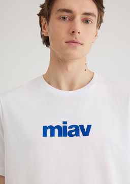 Miav Bask?l? Beyaz Ti??rt - Mavi фото 6