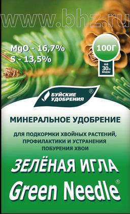 ЗЕЛЕНАЯ ИГЛА минеральное удобрение 100гр (1/20шт) БХЗ