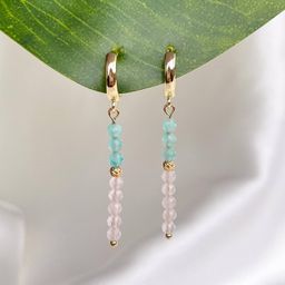 Серьги из Амазонита и Розового кварца
