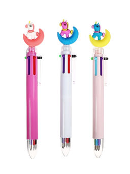 Цена за 2 шт. Ручка шариковая автоматическая 6-ти цветная Единорог на луне