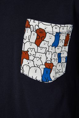TRENDYOL MAN Cok Renkli Regular Fit Bask?l? %100 Pamuk Pijama Tak?m? TMNAW22PT1072 - Trendyolmilla фото 5