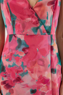 Trendyolmilla Cok Renkli Cicekli Y?rtmac Detayl? Sifon Ucus Ucus Uzun Abiye Mezuniyet Elbisesi TPRSS25AE00186 фото 4