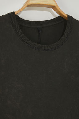 TRENDYOL MAN Siyah Oversize/Genis Kesim Dikis Detayl? Bask?l? T-Shirt TMNSS25TS00101 - Trendyolmilla фото 8