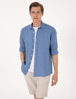 Mavi %100 Keten Regular Fit Uzunkollu G_mlek - Pierre cardin фото 8