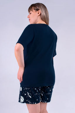 Арт. 9154 Пижама с шортами 52-58 (4 шт) Цвет:верх-темно-синий,белый,низ-темно-синий,белый - Калинка фото 4
