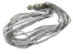 Бусы из бисера с цирконом 9 нитей цв.серый, 48см