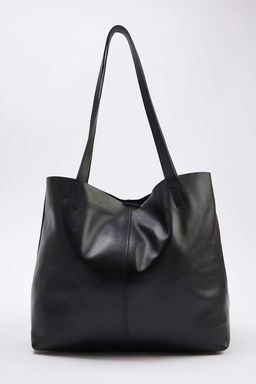 Siyah Deri Kad?n Maksi Boy Omuz Cantas? TAKAW26OC00041