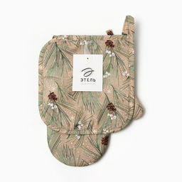 Набор Spruce branches Варежка-прихватка новогодняя 20?28 см, прихватка 19?19 см, 100% хл, ватин 250 г/м?