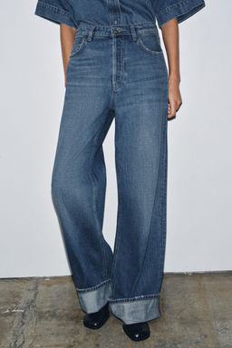 ZW COLLECTION MID-WAIST TURN-UP HEM JEANS - Zara фото 12