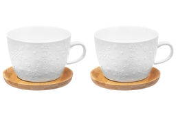 Чашка для капучино и кофе латте 500 мл Снежинки + дерев. подстав. (2 шт.) - Elan gallery фото 14