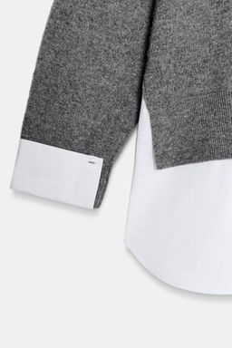 KNIT SWEATER WITH CONTRAST POPLIN - Zara фото 5