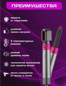 Фен для волос профессиональный с насадками 5 в 1
