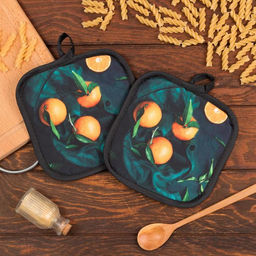 Кухонный набор Доляна Апельсины прихватка 17*17 см - 2 шт, 100% п/э