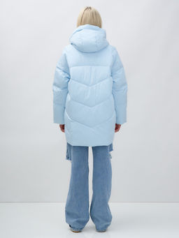 Куртка летучая мышь женская с капюшоном зимняя голубого цвета 9617Gl - Mtforce фото 5
