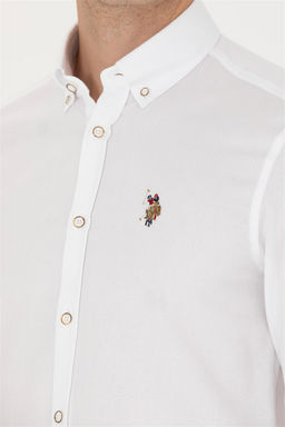 U. S. Polo Assn Мужская белая базовая рубашка с длинным рукавом - U.s. polo assn фото 14