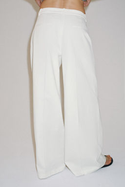 PANTAL?N WIDE LEG PLIEGUES ZW COLLECTION / Blanco - Zara фото 10