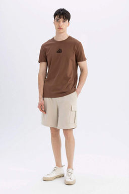 Regular Fit Kargo Cepli Basic Duz Bermuda Sort - Defacto фото 2
