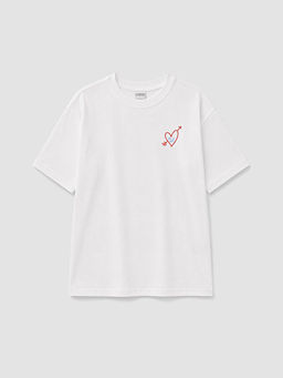 Loose Fit Bask?l? K?z ?ocuk Ti??rt
