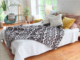 Одеяло байковое в канте 140*200 жаккард "Снежинка" цв. корич. (ВВТ)