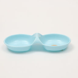 Миска двойная пластиковая 2 х 160 мл, 24 см х 11,5 см х 3 см, голубая - Пижон фото 2