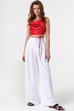 Кроп-топ атласный на бретелях красный ONE SIZE