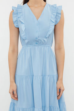 TRENDYOLMILLA Siyah Duz Midi Skater Form F?rf?r Detayl? Dokuma Elbise TWOSS24EL01073 фото 3