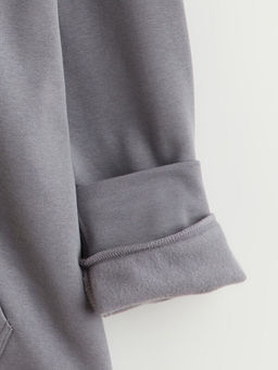 Kap??onlu Uzun Kollu Erkek Kal?n Fermuarl? Sweatshirt