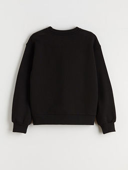 Bisiklet Yaka ?i?ekli K?z ?ocuk Sweatshirt 2li