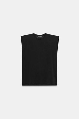 CAMISETA HOMBRERAS FLUIDA MANGA SISA / Negro - Zara фото 5