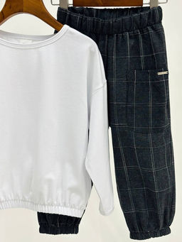 Комплект лонгслив с брюками 22-0077|7971 белый|графит - Mini maxi фото 6