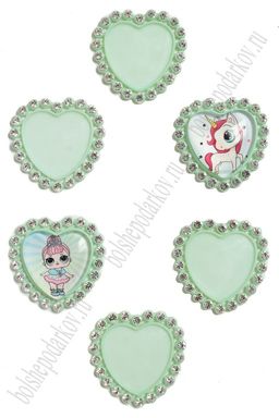 Крышечка со стразами "Сердечко" (10 шт) SF-3632, мятный №050