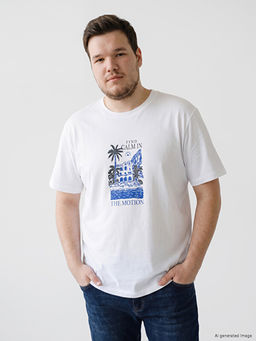 Bisiklet Yaka Bask?l? Erkek Ti??rt
