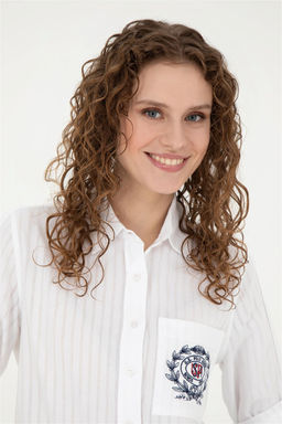 Женская белая рубашка с длинным рукавом - U.s. polo assn фото 2